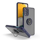 For Samsung Galaxy A13 4G Q Shadow I Ring Kickstand PC and TPU Hybrid Phone Case(Royal Blue)