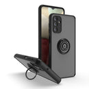 For Samsung Galaxy A13 5G Q Shadow I Ring Kickstand PC and TPU Hybrid Phone Case(Black+Black)