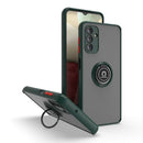 For Samsung Galaxy A13 5G Q Shadow I Ring Kickstand PC and TPU Hybrid Phone Case(Dark Green)