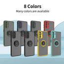For Samsung Galaxy A13 5G Q Shadow I Ring Kickstand PC and TPU Hybrid Phone Case(Dark Green)