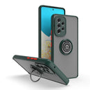 For Samsung Galaxy A53 5G Q Shadow I Ring Kickstand PC and TPU Hybrid Phone Case(Dark Green)