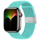 Nylon Braid Watch Band For Apple Watch Series 7 45mm / 6&SE&5&4 44mm / 3&2&1 42mm(Starlight Water Blue)
