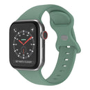 Butterfly Buckle Silicone Watch Band, Size: S For Apple Watch Series 7 45mm / 6&SE&5&4 44mm / 3&2&1 42mm(Pine Needle Green)