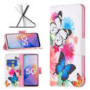 For OPPO A96 5G Colored Drawing Pattern Leather Phone Case(Butterflies)