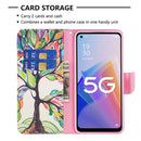 For OPPO A96 5G Colored Drawing Pattern Leather Phone Case(Tree Life)