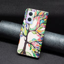 For OPPO A96 5G Colored Drawing Pattern Leather Phone Case(Tree Life)