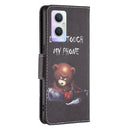 For OPPO A96 5G Colored Drawing Pattern Leather Phone Case(Bear)