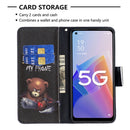For OPPO A96 5G Colored Drawing Pattern Leather Phone Case(Bear)