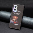 For OPPO A96 5G Colored Drawing Pattern Leather Phone Case(Bear)