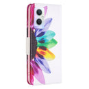 For OPPO A96 5G Colored Drawing Pattern Leather Phone Case(Sun Flower)