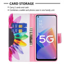 For OPPO A96 5G Colored Drawing Pattern Leather Phone Case(Sun Flower)