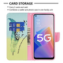 For OPPO A96 5G Colored Drawing Pattern Leather Phone Case(Feather)