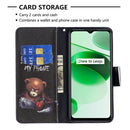 For OPPO Realme C35 Colored Drawing Pattern Leather Phone Case(Bear)