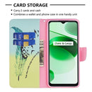 For OPPO Realme C35 Colored Drawing Pattern Leather Phone Case(Feather)