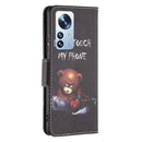For Xiaomi 12 Pro Colored Drawing Pattern Leather Phone Case(Bear)