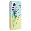 For Xiaomi 12 Pro Colored Drawing Pattern Leather Phone Case(Feather)