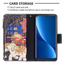 For Xiaomi 12 Pro Colored Drawing Pattern Zipper Leather Phone Case(Flower Elephants)