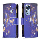 For Xiaomi 12 Pro Colored Drawing Pattern Zipper Leather Phone Case(Purple Butterfly)