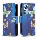 For Xiaomi 12 Pro Colored Drawing Pattern Zipper Leather Phone Case(Gold Butterfly)