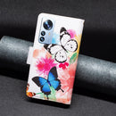 For Xiaomi 12 Pro Colored Drawing Pattern Zipper Leather Phone Case(Two Butterflies)