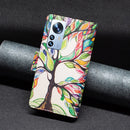 For Xiaomi 12 Pro Colored Drawing Pattern Zipper Leather Phone Case(Big Tre)