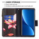 For Xiaomi 12 Pro Colored Drawing Pattern Zipper Leather Phone Case(Lotus)