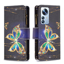 For Xiaomi 12 Pro Colored Drawing Pattern Zipper Leather Phone Case(Big Butterfly)