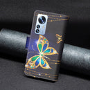 For Xiaomi 12 Pro Colored Drawing Pattern Zipper Leather Phone Case(Big Butterfly)
