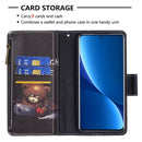 For Xiaomi 12 Pro Colored Drawing Pattern Zipper Leather Phone Case(Bear)