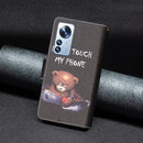 For Xiaomi 12 Pro Colored Drawing Pattern Zipper Leather Phone Case(Bear)
