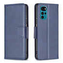 For Motorola Moto G22 Lambskin Texture Pure Color Leather Phone Case(Blue)