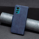 For Motorola Moto G22 Lambskin Texture Pure Color Leather Phone Case(Blue)