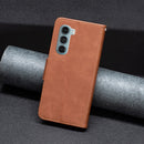 For Motorola Moto G200 5G / Edge S30 5G Lambskin Texture Pure Color Leather Phone Case(Brown)