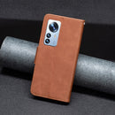 For Xiaomi 12 Pro Lambskin Texture Pure Color Leather Phone Case(Brown)