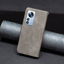 For Xiaomi 12 Pro Lambskin Texture Pure Color Leather Phone Case(Grey)