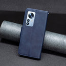 For Xiaomi 12 Pro Lambskin Texture Pure Color Leather Phone Case(Blue)