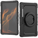 For Samsung Galaxy Tab S8 Ultra Shoulder Strap Silicone + PC Tablet Case(Black)