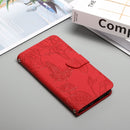 For Motorola Moto G22 Skin Feel Butterfly Peony Embossed Leather Phone Case(Red)