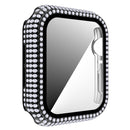 Diamond PC + Tempered Glass Watch Case For Apple Watch Series 3&2&1 38mm(Black)