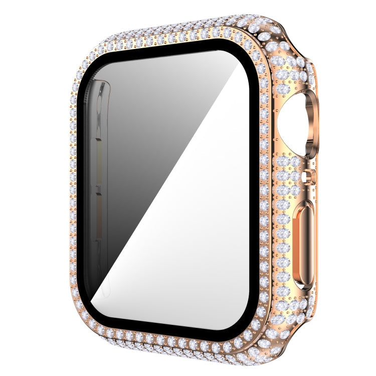 Diamond PC + Tempered Glass Watch Case For Apple Watch Series 3&2&1 38mm(Rose Gold)