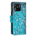For Xiaomi Redmi 10C Colored Drawing Pattern Zipper Leather Phone Case(Plum Blossom)