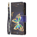 For Xiaomi Redmi 10C Colored Drawing Pattern Zipper Leather Phone Case(Big Butterfly)
