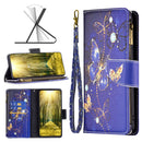 For Xiaomi Redmi 10C Colored Drawing Pattern Zipper Leather Phone Case(Purple Butterfly)