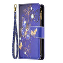 For Xiaomi Redmi 10C Colored Drawing Pattern Zipper Leather Phone Case(Purple Butterfly)