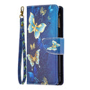 For Xiaomi Redmi 10C Colored Drawing Pattern Zipper Leather Phone Case(Gold Butterfly)