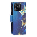 For Xiaomi Redmi 10C Colored Drawing Pattern Zipper Leather Phone Case(Gold Butterfly)