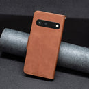 For Google Pixel 7 5G Lambskin Texture Pure Color Leather Phone Case(Brown)