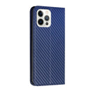 Carbon Fiber Texture Flip Holder Leather Phone Case For iPhone 13 Pro(Blue)