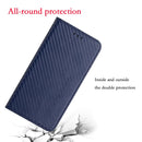 Carbon Fiber Texture Flip Holder Leather Phone Case For iPhone 13 Pro(Blue)