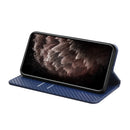For Samsung Galaxy A13 5G Carbon Fiber Texture Flip Holder Leather Phone Case(Blue)